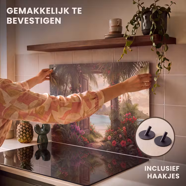 Inductiebeschermer & spatscherm (2in1) - Deur - Strand - Natuur — 7
