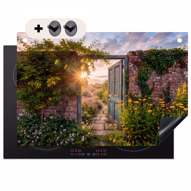 Inductiebeschermer & spatscherm (2in1) - Deur - Tuin - Natuur — 1