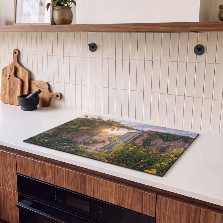 Inductiebeschermer & spatscherm (2in1) - Deur - Tuin - Natuur — 3