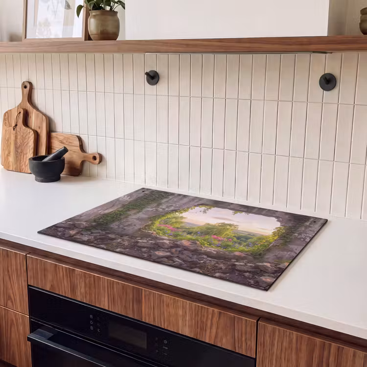 Inductiebeschermer & spatscherm (2in1) - Muur - Natuur - Bloemen — 3