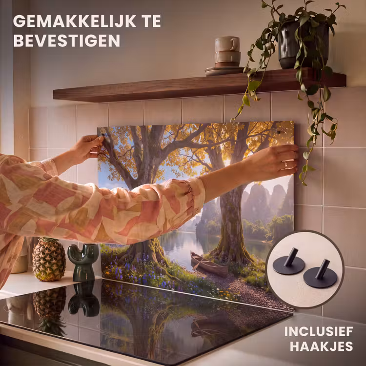 Inductiebeschermer & spatscherm (2in1) - Natuur - Meer - Bergen — 7