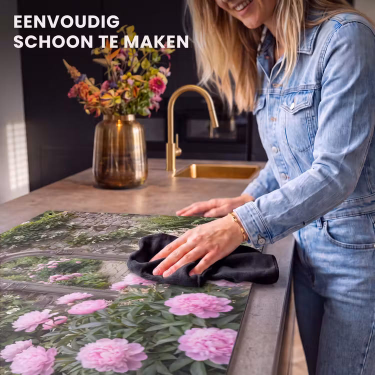 Inductiebeschermer & spatscherm (2in1) - Spiegel - Tuin - Bloemen — 5