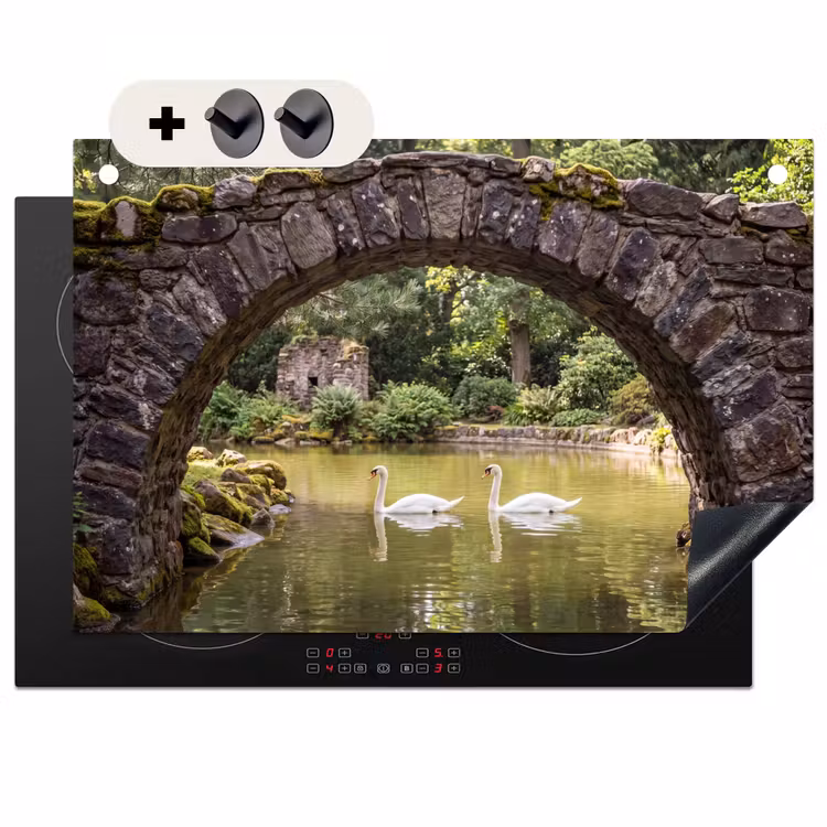 Inductiebeschermer & spatscherm (2in1) - Vogel - Water - Natuur — 1