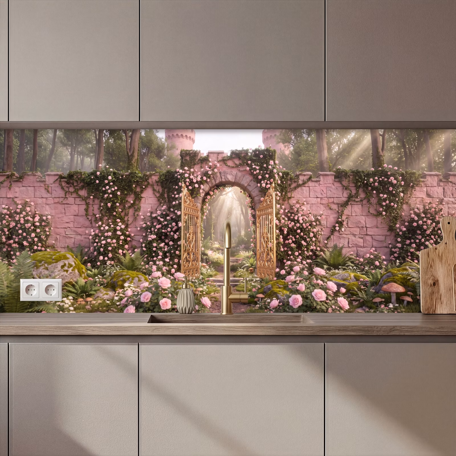 Keuken achterwand - Poort - Bloemen - Sprookje — 1