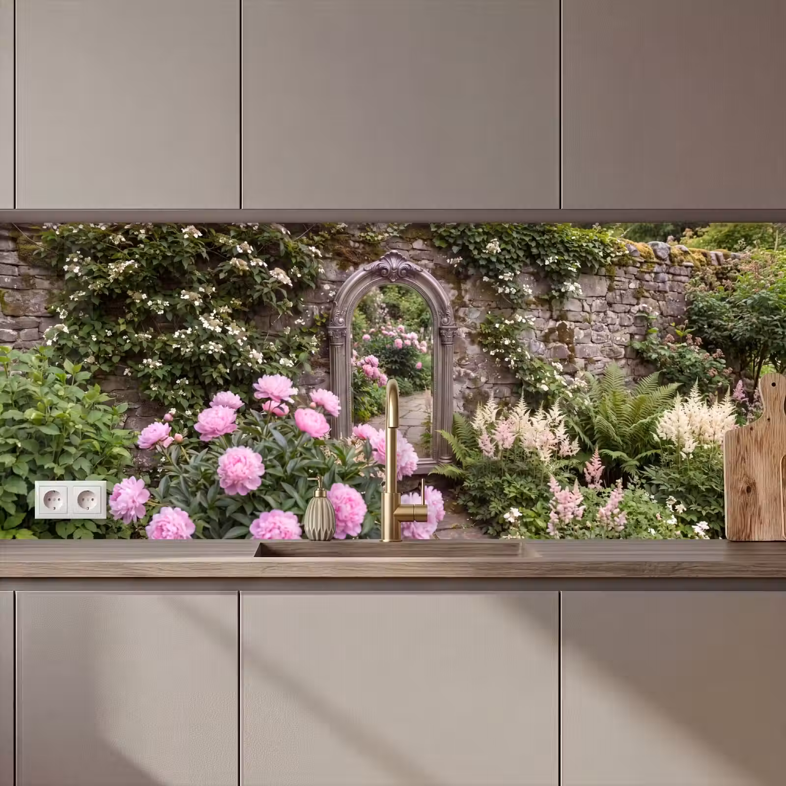 Keuken achterwand - Spiegel - Tuin - Bloemen — 1