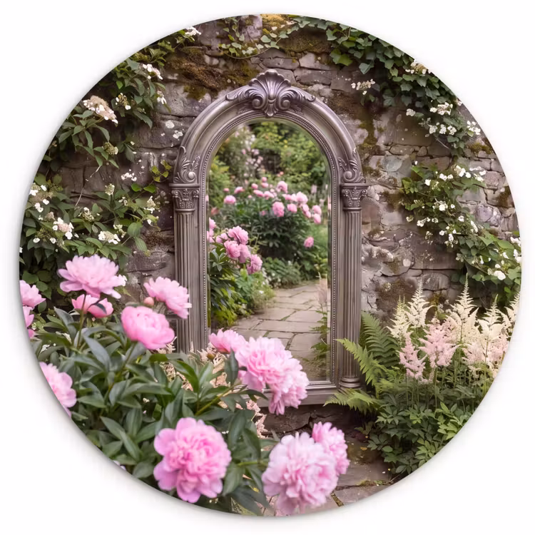 Muurcirkel - Spiegel - Tuin - Bloemen — 1