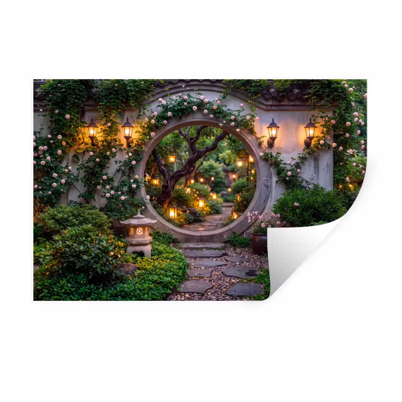 Muursticker - Poort - Tuin - Verlichting — 1