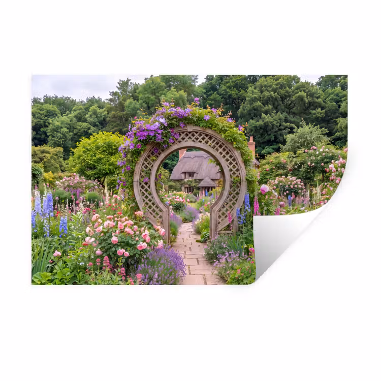 Muursticker - Tuin - Boog - Bloemen — 1