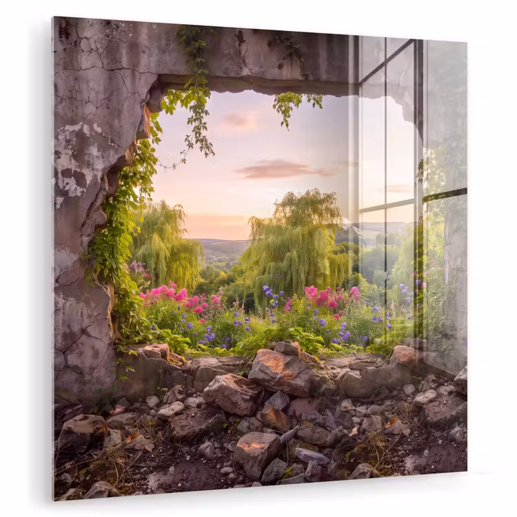 Glas schilderij - Muur - Natuur - Bloemen — 1