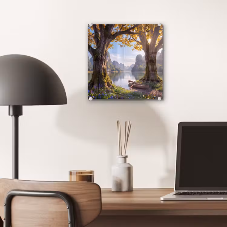 Glas schilderij - Natuur - Meer - Bergen — 7