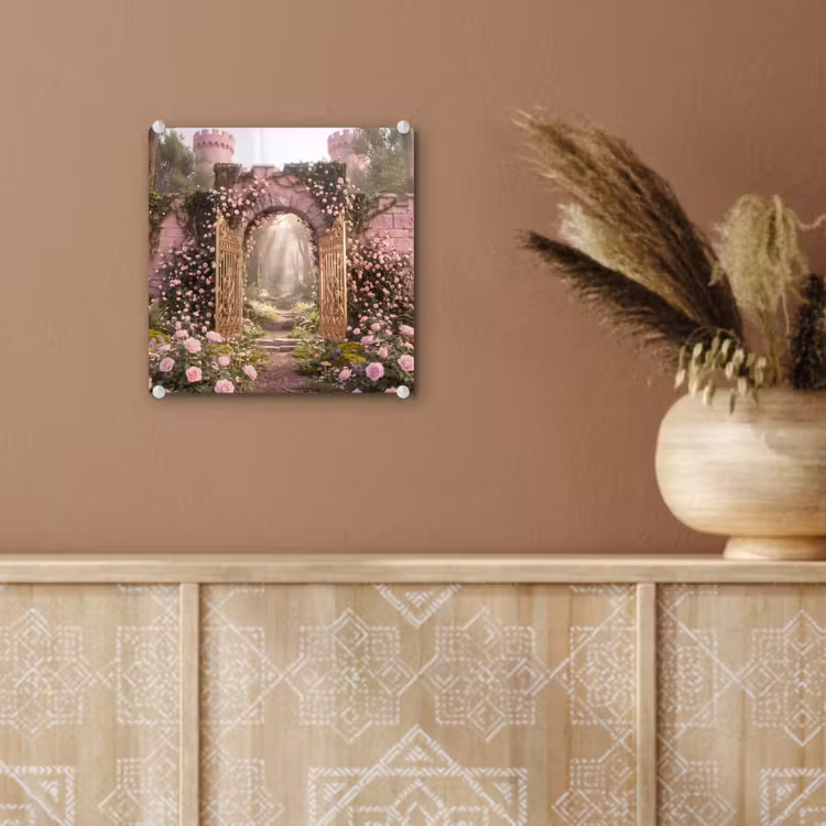 Glas schilderij - Poort - Bloemen - Sprookje — 6
