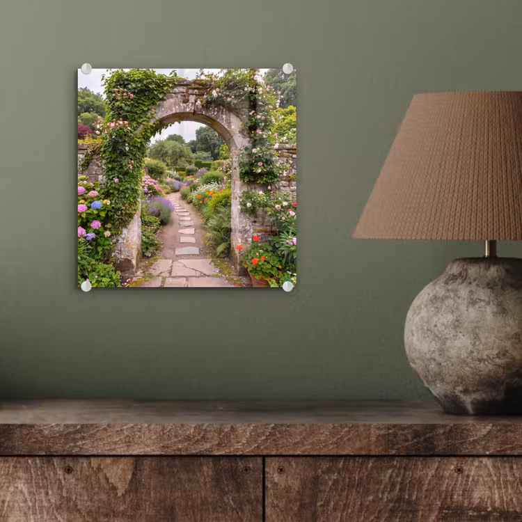 Glas schilderij - Tuin - Bloemen - Pad — 4