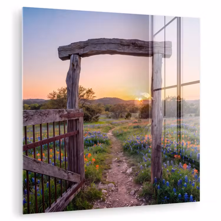 Glas schilderij - Poort - Bloemen - Natuur — 1