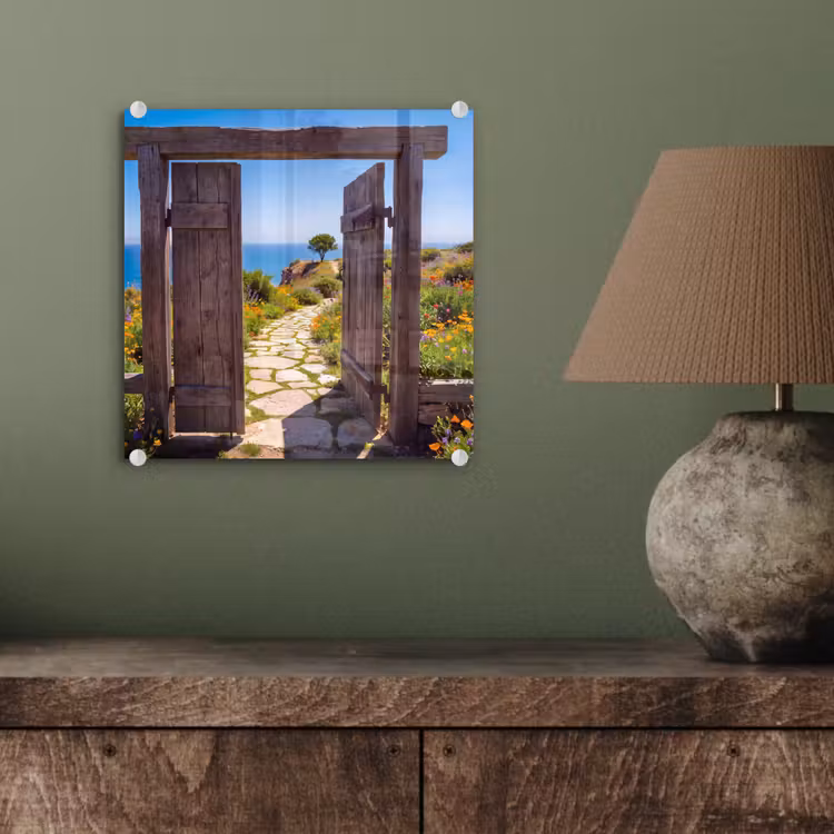 Glas schilderij - Poort - Pad - Zee — 4