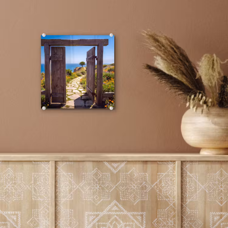 Glas schilderij - Poort - Pad - Zee — 6