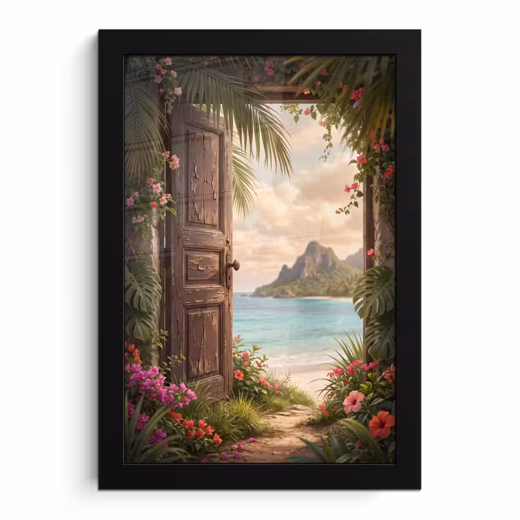 Poster met lijst - Deur - Strand - Natuur — 1