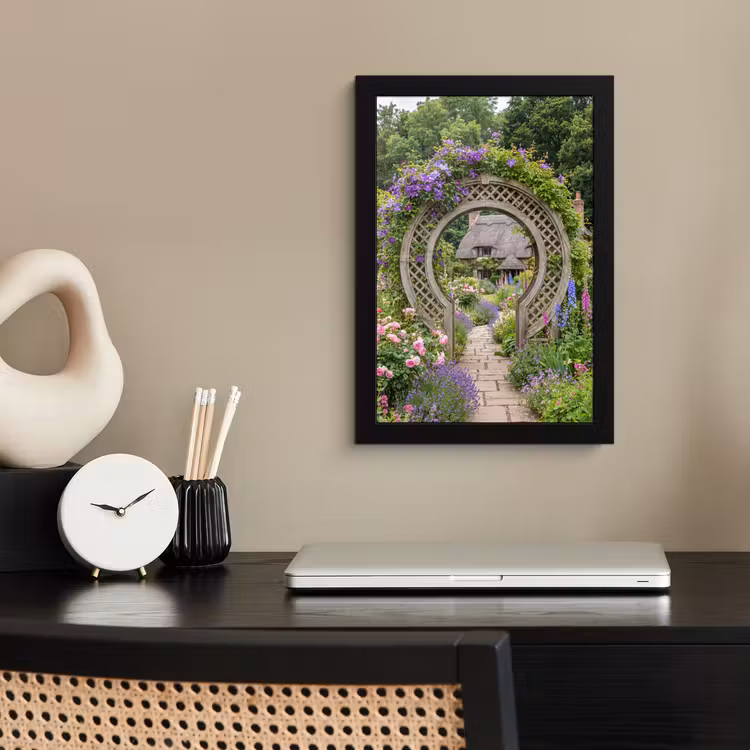 Poster met lijst - Tuin - Boog - Bloemen — 3