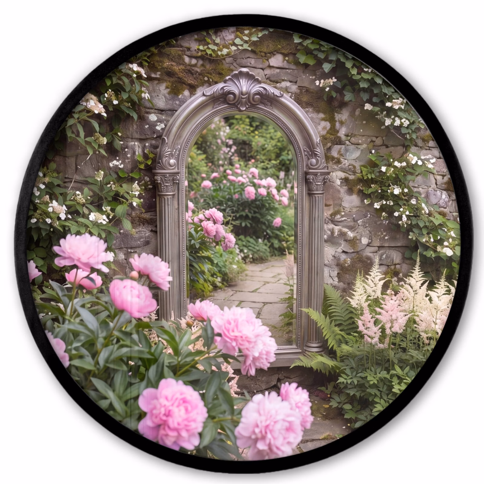 Ronde fotolijst - Spiegel - Tuin - Bloemen — 1