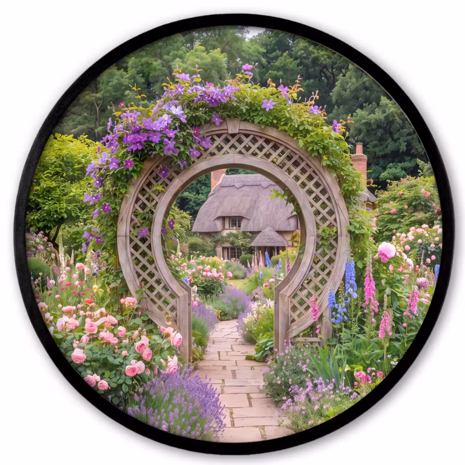 Ronde fotolijst - Tuin - Boog - Bloemen — 1