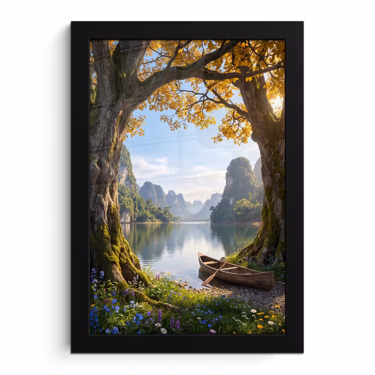Poster met lijst - Natuur - Meer - Bergen — 1