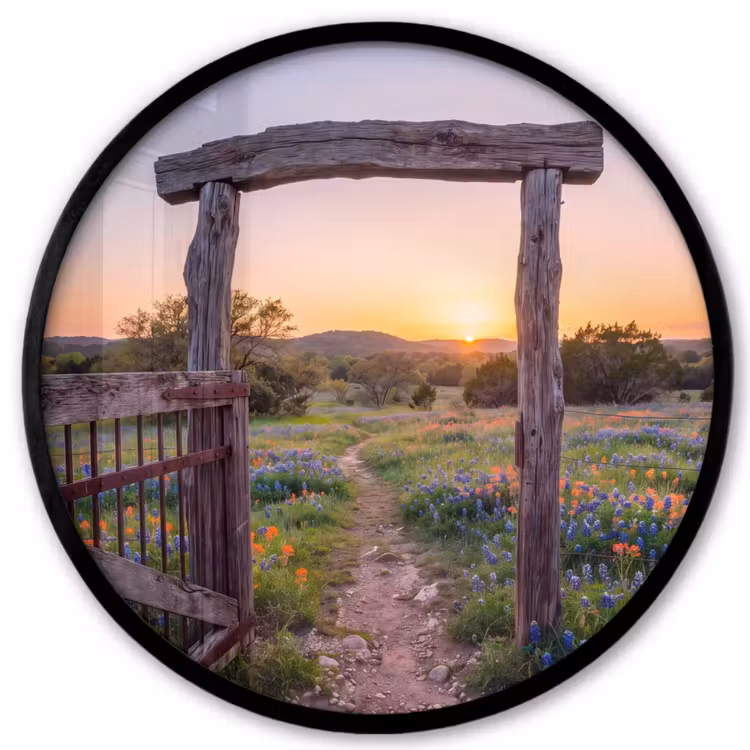 Ronde fotolijst - Poort - Bloemen - Natuur — 1