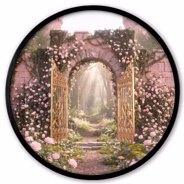 Ronde fotolijst - Poort - Bloemen - Sprookje — 1