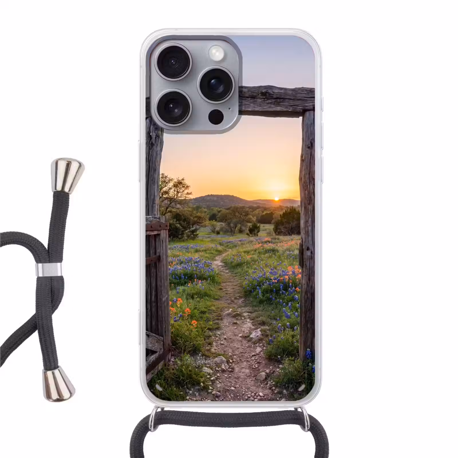 Telefoonhoesje met koord - Poort - Bloemen - Natuur — 1