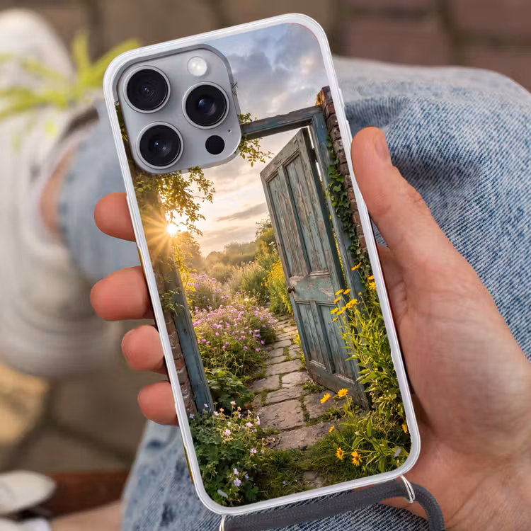 Telefoonhoesje met koord - Deur - Tuin - Natuur — 2