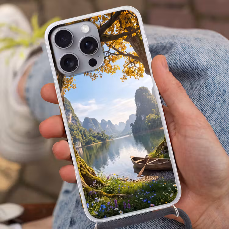 Telefoonhoesje met koord - Natuur - Meer - Bergen — 2