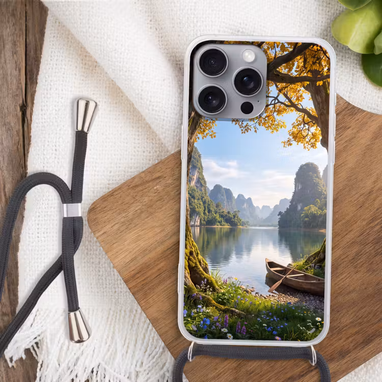 Telefoonhoesje met koord - Natuur - Meer - Bergen — 3