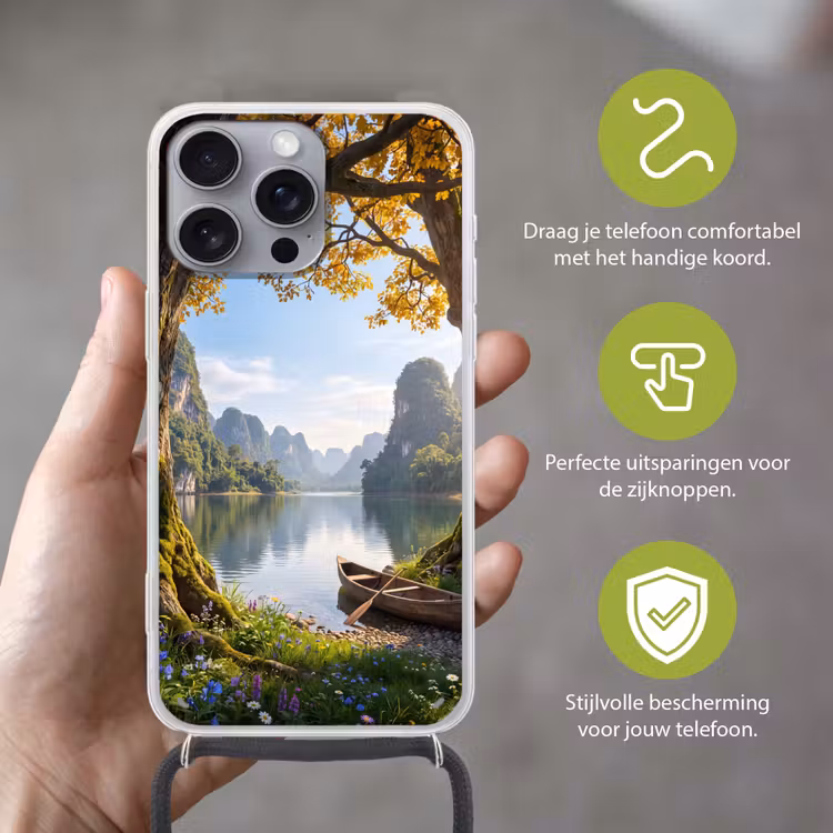 Telefoonhoesje met koord - Natuur - Meer - Bergen — 4