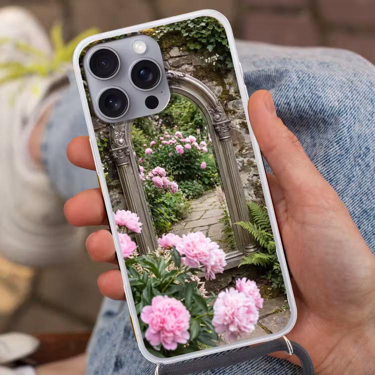 Telefoonhoesje met koord - Spiegel - Tuin - Bloemen — 2