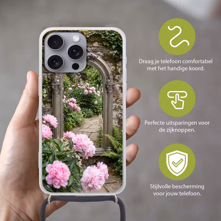 Telefoonhoesje met koord - Spiegel - Tuin - Bloemen — 4