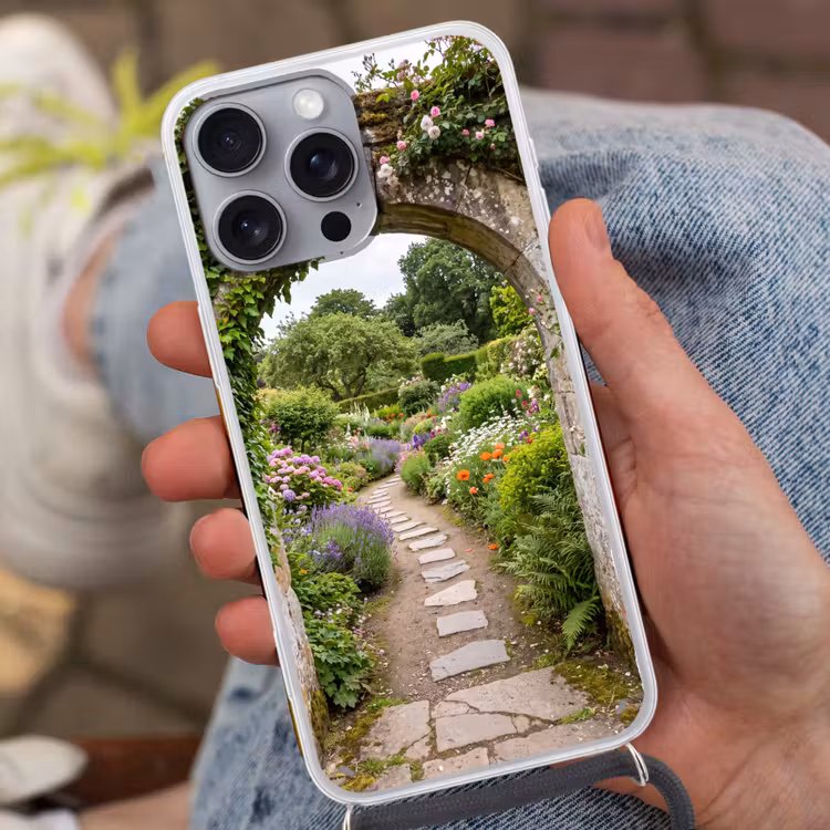 Telefoonhoesje met koord - Tuin - Bloemen - Pad — 2