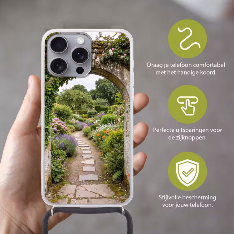 Telefoonhoesje met koord - Tuin - Bloemen - Pad — 4