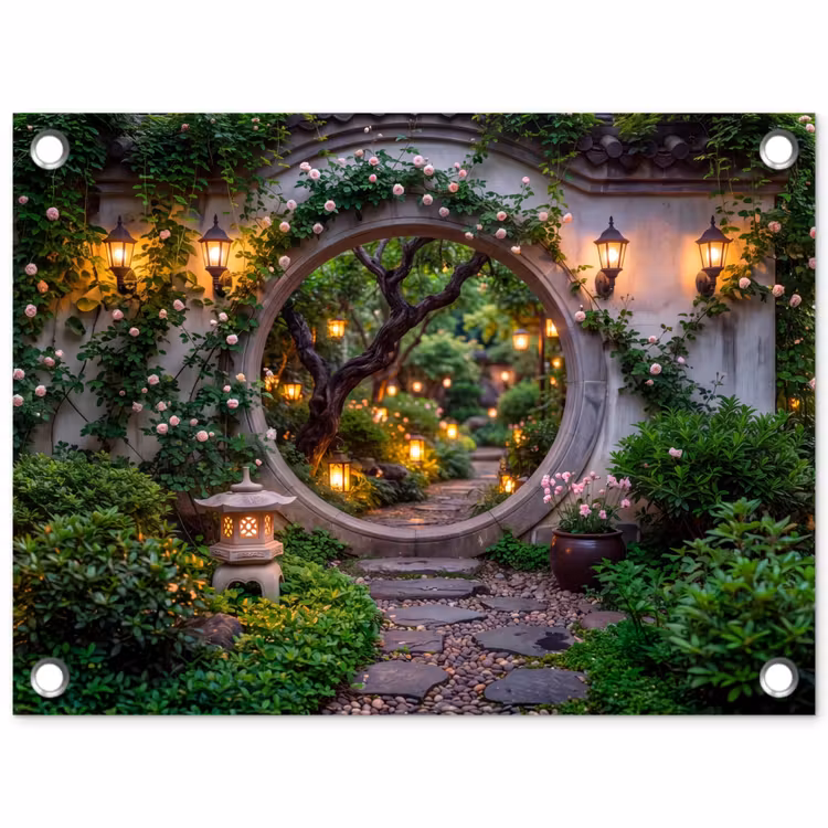 Tuinposter - Poort - Tuin - Verlichting — 1