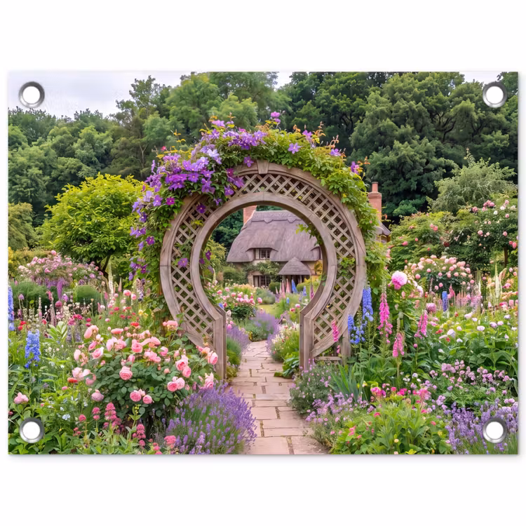 Tuinposter - Tuin - Boog - Bloemen — 1
