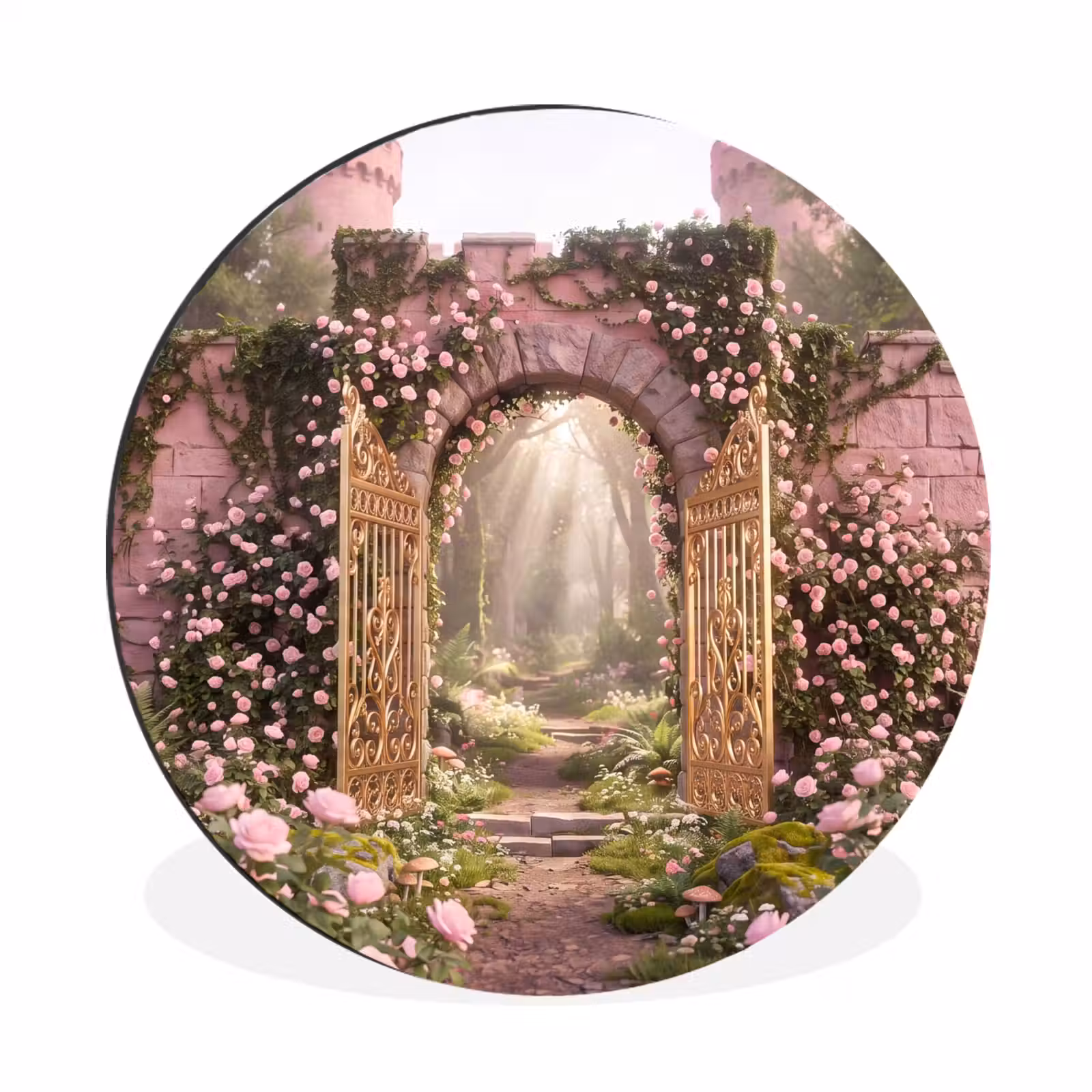 Muurcirkel aluminium - Poort - Bloemen - Sprookje — 1