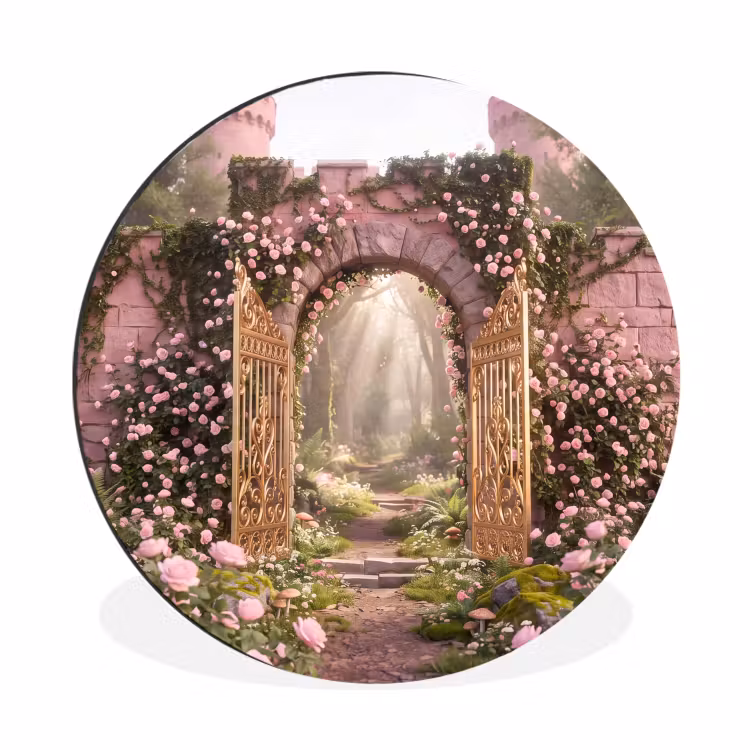 Muurcirkel aluminium - Poort - Bloemen - Sprookje — 1