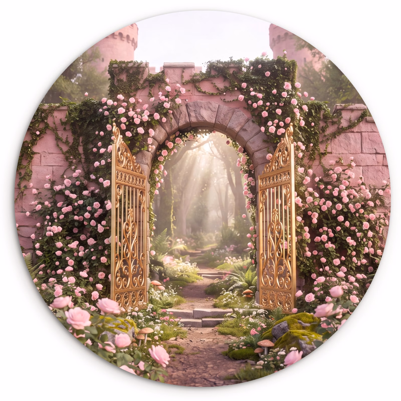 Muurcirkel glas - Poort - Bloemen - Sprookje — 1