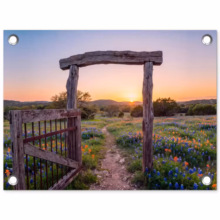 Tuinposter - Poort - Bloemen - Natuur — 1