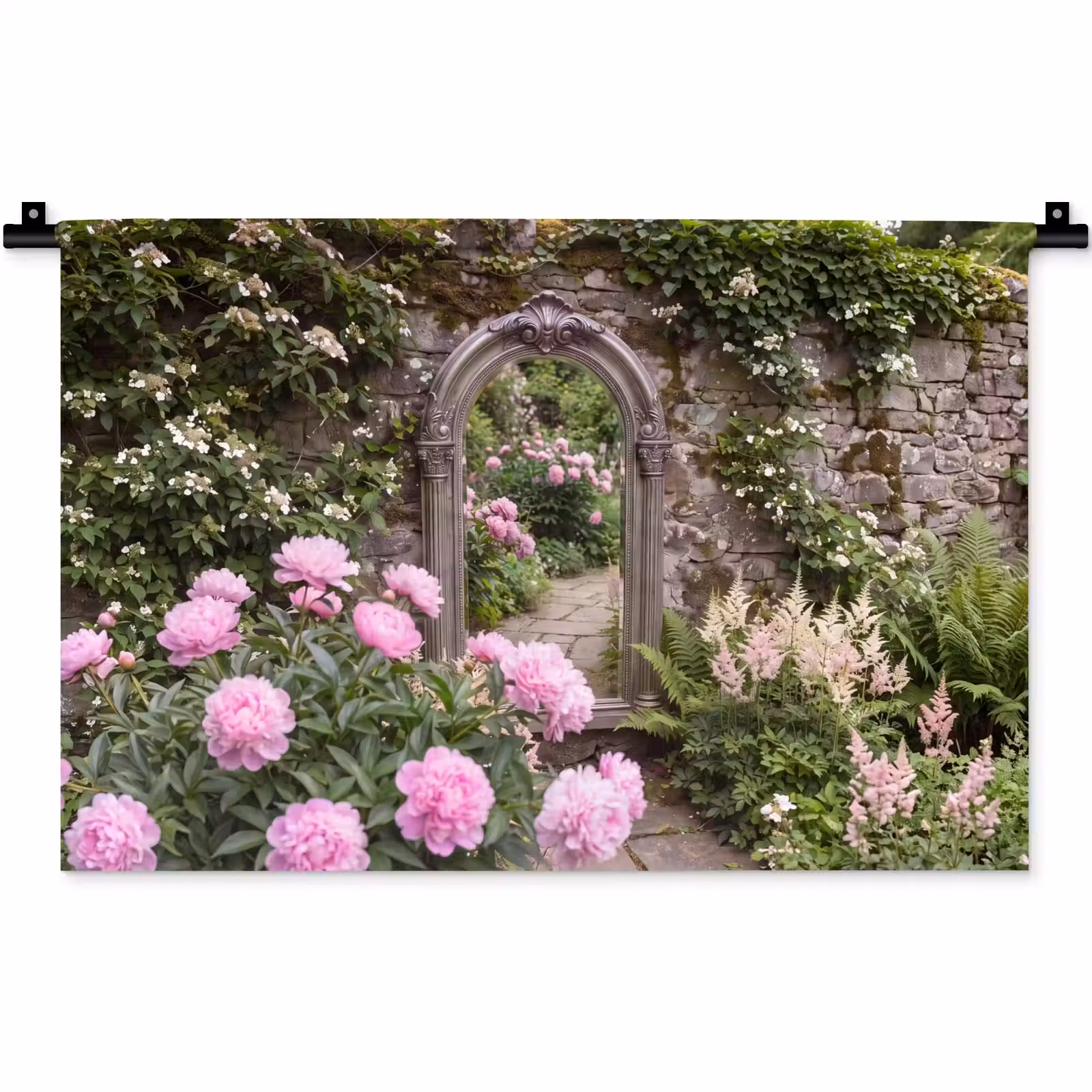Wandkleed - Spiegel - Tuin - Bloemen — 1