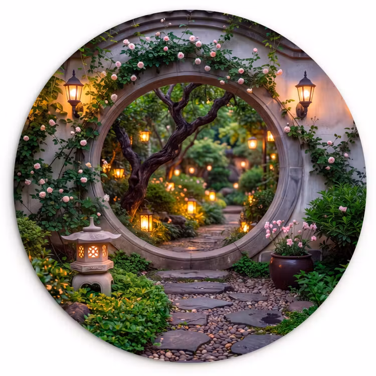 Muurcirkel glas - Poort - Tuin - Verlichting — 1