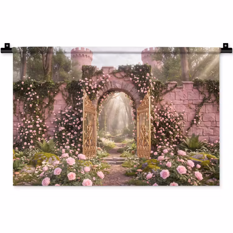 Wandkleed - Poort - Bloemen - Sprookje — 1