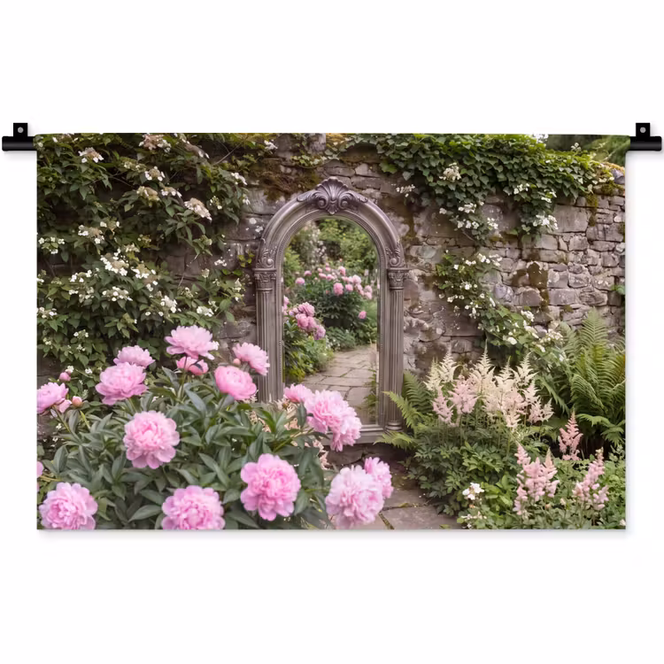 Wandkleed - Spiegel - Tuin - Bloemen — 1