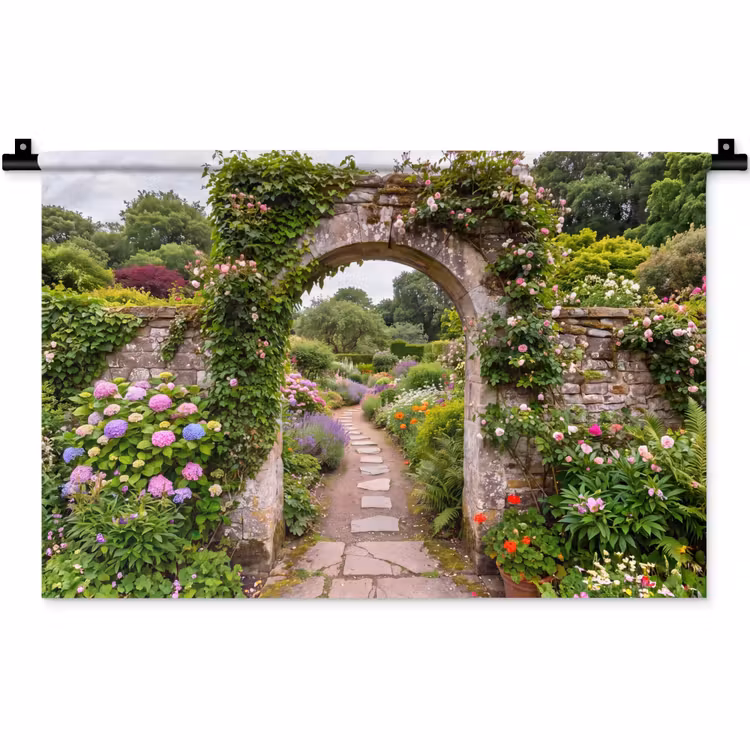 Wandkleed - Tuin - Bloemen - Pad — 1