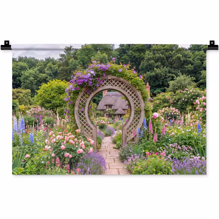 Wandkleed - Tuin - Boog - Bloemen — 1