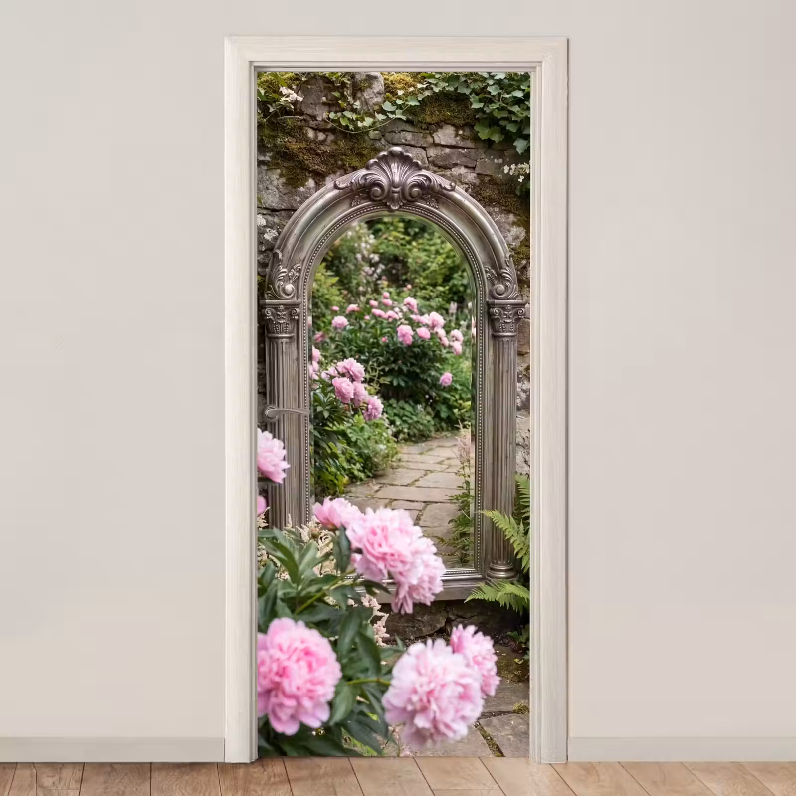Deursticker - Spiegel - Tuin - Bloemen — 1