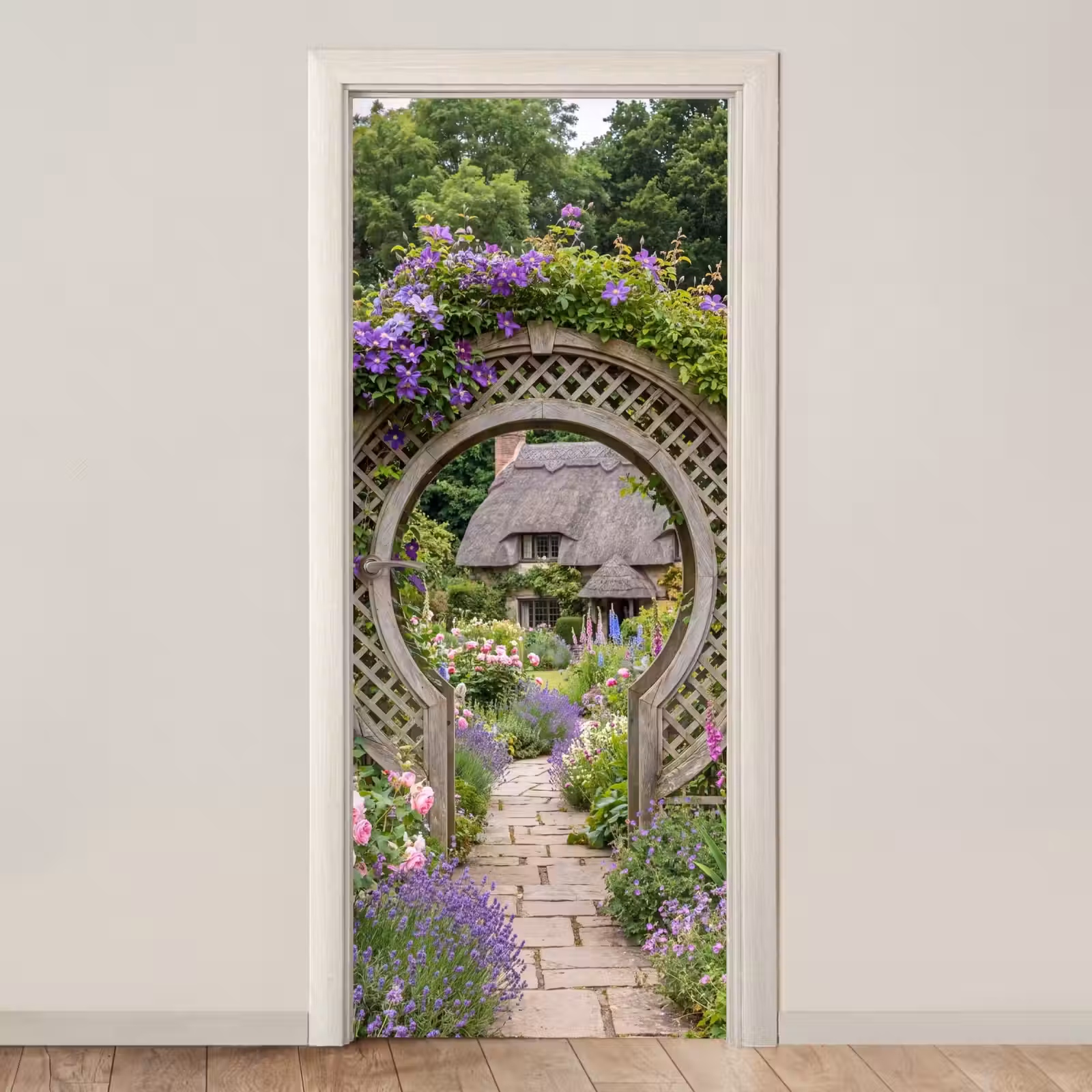 Deursticker - Tuin - Boog - Bloemen — 1