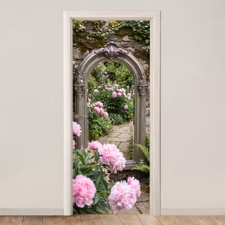 Deursticker - Spiegel - Tuin - Bloemen — 1